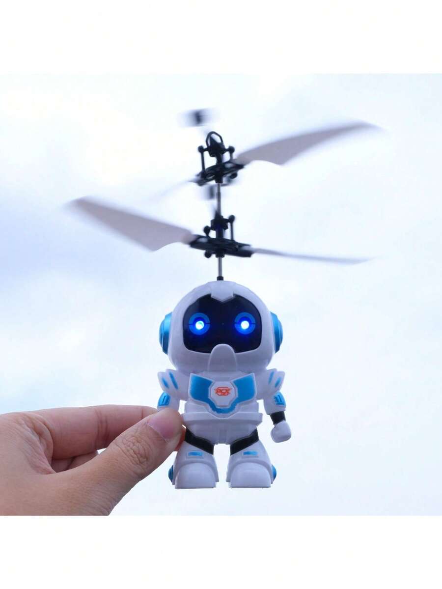 1 件多色遥控机器人无人机，智能感应可充电飞行器，悬停电动闪光派对玩具，耐撞长电池寿命，男孩派对礼物，带 USB 充电线，2 个遥控选项（手持和背带）