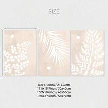 3pcs, Unframed, Boho Neutral Beige Palm Leaves Print, Botanical Wall Art, Abstract Posters, Modern Minimalist Gallery Wall Prints, Wall Decor, Canvas Art For Living Room, Bedroom, Kitchen, Home Office, Cafe, Bar, Dorm, Hallway, Home And Room Decoration