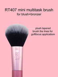 Real Techniques Mini Brush Foundation And Blush Duo, Travel Size, For Loose Blush And Liquid Foundation, 2 Pieces Set - Hot Pink - View 3