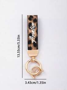 1 Piece Of Customizable Name Unisex Black, White, Red, Pink, Orange Zinc Alloy Simple Style Leather Keychain, Suitable For All Kinds Of Keys And Car Keys, Halloween Leopard Print Gift Souvenirs