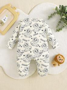 1 pieza Mono de bebé recién nacido con estampado lindo de león - Blanco - Ver 2