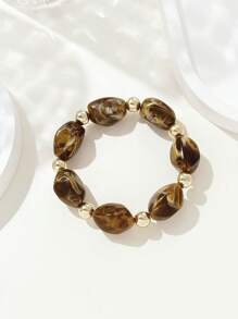 1pc Fashionable Vintage Bohemian, Exaggerated Thick Acrylic Beaded Bracelet, (Can Be Freely Matched Into Multiple Stacked Bracelets), Suitable For Women, Couples, Parties, Daily Wear, Luxury & High-End