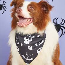 1pc Halloween Funny Pet Bandana Dog Scarf, New Cartoon Print Dog Puppy Triangular Scarf Pet Supplies, Machine Washable
