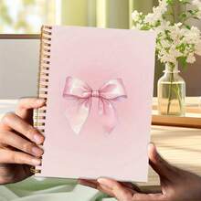 1 件 5.5 * 8.3 英寸粉色蝴蝶结螺旋笔记本，精装学院风横格日记本，搭配优雅的粉色丝带设计，适合办公室、学校和个人使用，是送给女性、教师、学生的理想礼物