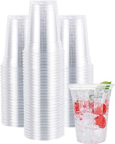 Copos plásticos descartáveis 500ml Copos grandes reutilizáveis 0,5L Feitos de plástico de polipropileno transparente, ideais para festas e eventos, quantidades variadas para escolher, qualidade confiável