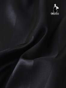 2 件大码女式缎面条纹印花睡衣套装，翻领纽扣短袖上衣和蝴蝶结短裤，夏季睡衣和家居服 - 彩色 - 查看 8