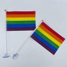 20pcs, Rainbow Pride Flag Small Mini Flag Lesbian Flag American Rainbow Flag Handheld LGBT Flag Rainbow Stick Gay And Girl Flag, Parade Party Decoration - Multicolor - View 5