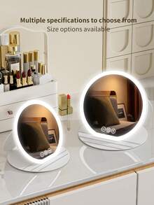 OBOVAY 1 buc Oglindă de machiaj LED iluminată Oglindă cosmetică cu suport Lumină de umplere reglabilă Len pentru acasă Dormitor Birou Călătorie Oglindă de vanitate portabilă, Codul mic este de 600mAh și codul mare este de 1000 mAh, Cadouri de Crăciun, Cadouri de festival