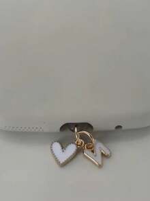 1pc White Heart-Shaped Phone Dust Plug, 26 Alphabet Dust Plug For Charging Port, DIY Phone Decor Suitable For Lightning (5-14) / Type-C