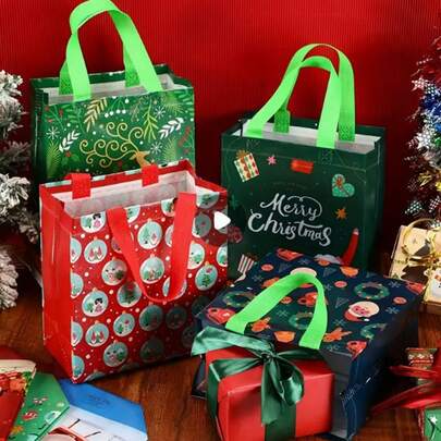 20/10/5pcs Assorted Christmas Non-Woven Waterproof Gift Bags, New Design Gift Bags For Christmas Gifts, Birthday Party, Holiday And Home Gathering Christmas Christmas Decorations Christmas Pajamas Christmas Gifts Christmas Decor