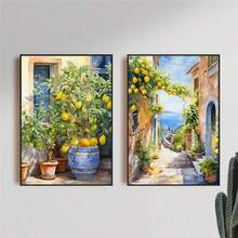 1pc Italian Coastal Summer Kitchen Lemon Tree Still Life Botanical Posters Canvas Painting Wall Arts Pictures Home Decor No Frame - Available In Multiple Colors - View 4