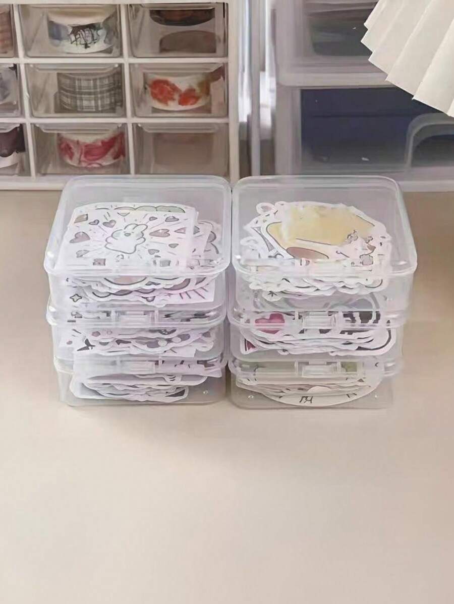 4个迷你透明生日派对装饰收纳盒：贴纸收纳盒，珠子收纳盒，整理和携带您的配件和零件！由于产品由塑料制成，因此表面有些划痕是正常现象，如有疑问，请多加注意。