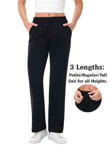 Pantalones deportivos de rayón suave para mujer, pantalones ligeros y transpirables con cordón de choque ajustable, informal, primavera, verano y otoño - Negro - Ver 2