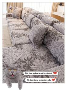 1pc All Season Jacquard Plush Anti-Slip Sofa Cushion Cover, Soft & Skin-Friendly Modern Minimalist Style, Pet-Proof Elastic Sofa Slipcover, Suitable For L-Shaped Combination Sofa And 1/2/3/4 Seat Sofa (Sold Individually) - Grey - View 10