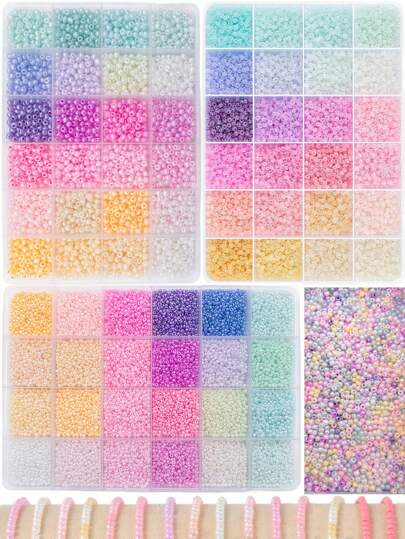 24색 유리 씨앗 비즈 키트 - 2mm-11520개, 3mm-5760개, 4mm-1920개 다채로운 혼합 보석 제작, DIY 공예, 스크랩북, 팔찌 및 수제 액세서리용