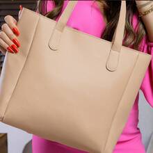 Women's Casual Spacious Shoulder Shopper Bag With Reinforced Handle - 裸色 - 查看 1