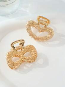 2pcs Women's Fashion Simple Casual Versatile Small Golden Rectangle Semi-Circle Metal Hair Clips Fashion Hair Accessories Beauty Claw Clips Casual Hair Claw Fall Winter For Vacation Outfits Woman