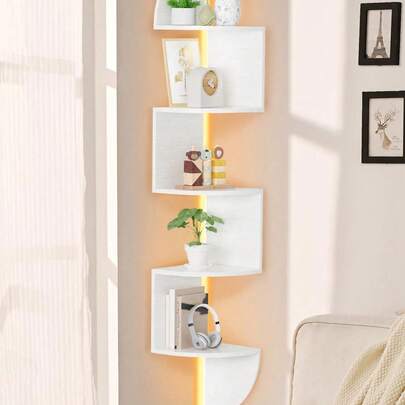 1 件创意壁挂角架，5 层半圆形壁架，壁挂书架（不含照明）