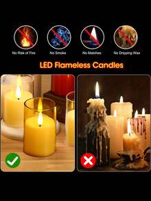 6PCS/12PCS Flameless Candles Battery Operated Candles Real Wax Pillar LED Candles With Remote & Timer , Stable Acrylic Shell, For Thanksgiving, Christmas, Halloween, Wedding,Window Candles, Valentines Gifts, New Years Gifts Thanksgiving ,Party ,Table, Home Fireplace Decor Wedding Festival Decor , Holiday Romantic Decor,Fireplace And Home Decor - 款式[A] - 查看 4