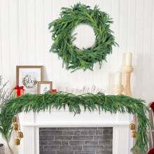 4FT/5FT/6FT Artificial Norfolk Pine Wreath - Natural Soft Rubber Touch, DIY Wreath, Realistic Faux Pine Needle Vine, Home & Living/Home Decor/Wedding/Kitchen & Dining/Tabletop Decor Artificial Plants/Events & Party/Faux Decor/Faux Fireplace Mantel Wreath, Table, Arch, Kitchen, Bathroom, Display Window, Hallway