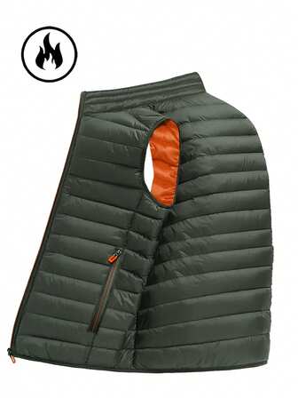 男士秋冬背心，拉链前襟立领绗缝背心，修身保暖休闲运动背心，适合日常户外穿着和休闲场合