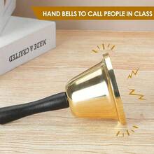 1pc Golden/Silvery Hand Bell Classic Dinner Bell Durable Hand Bells Loud Call Bell Service Bell Used For Weddings School Classroom Service And Game Parties Christmas