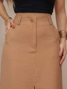 WOMEN'S MIDI SKIRT SP031 - Caqui - Ver 4
