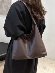 2025 New Fashion Solid Color Commuter Tote Bag, Minimalist Niche Design Underarm Bag, Stylish Large Capacity Shoulder Bag