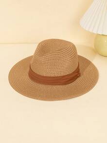 1 szt. Wakacyjny, swobodny, tkany kapelusz jazzowy/słomkowy