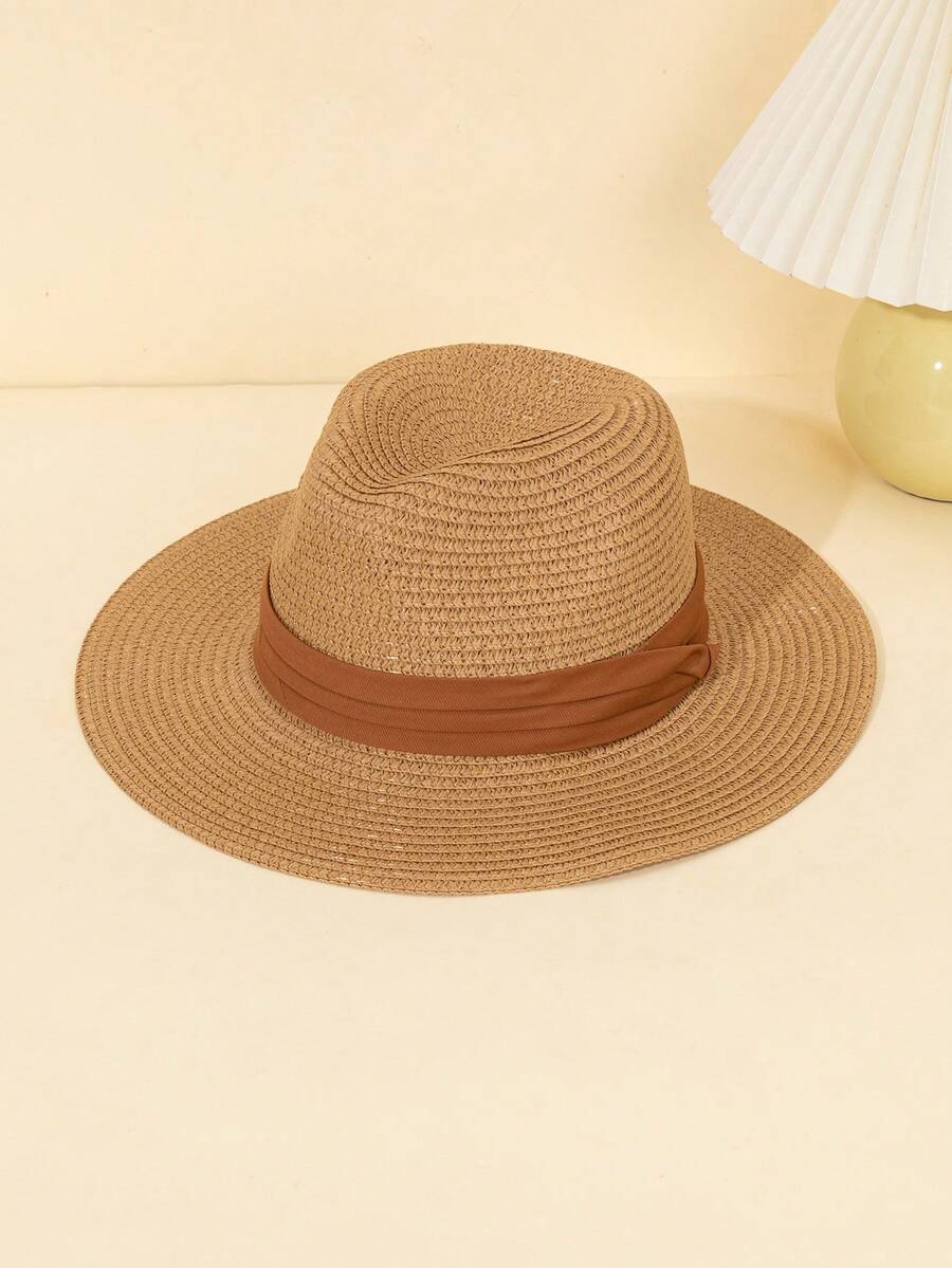 1 szt. Wakacyjny, swobodny, tkany kapelusz jazzowy/słomkowy