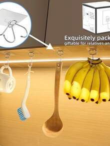 30pcs 33lbs(Max) Transparent Reusable Kitchen Curtain Hooks, Bathroom Towel Hooks, Heavy Duty Self-Adhesive Wall Hooks For Damage-Free Mounting - One Size Fits All - View 5