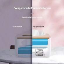 Spring-Loaded Tissue Box Holder, Automatic Pop-Up Napkin Dispenser For Desk And Kitchen, A Seamless One-Handed Desktop Accessory That Delivers Napkins With A Gentle Press, Designed To Reduce Clutter And Enhance Workspace Aesthetics, Perfect For Home Office, Kitchen Counter, Dining Table, Living Room, Craft Room, And Reception Areas, Ideal Spring-Cleaning Gift For Mother's Day, Birthdays, And Housewarmings, Featuring A , Quiet Mechanism And Smooth One-Handed Operation For Everyday Convenience And Neat Presentation. - Multicolor - View 10