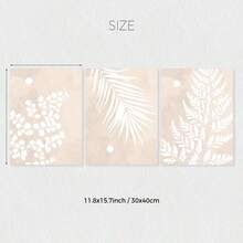 3pcs, Unframed, Boho Neutral Beige Palm Leaves Print, Botanical Wall Art, Abstract Posters, Modern Minimalist Gallery Wall Prints, Wall Decor, Canvas Art For Living Room, Bedroom, Kitchen, Home Office, Cafe, Bar, Dorm, Hallway, Home And Room Decoration