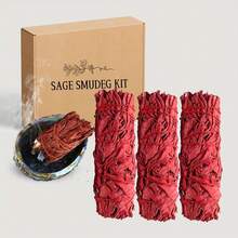 Rattan Material-Whit Sage & Dragon's Blood Sage Incense Set(1/3pcs) Rattan Smudge Stick Wands | Complete Guide | Wood Material, Spice Scent, Air Purifying Incense Or Cleansing