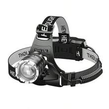 Lámpara frontal con luz LED ultra brillante, ideal para camping, senderismo o trabajos nocturnos. Diseño ajustable y cómodo, con enfoque direccional y batería recargable. Ilumina hasta largas distancias con manos libres. - Negro - Ver 3