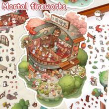 Autocolante DIY de dimensiuni mari, autocolante cu peisaje pentru adulți, autocolante cu case, autocolante pentru scrapbooking, autocolante 3D cu micro-peisaj în miniatură pentru case, autocolante DIY pentru scrapbooking, autocolante cu peisaje, autocolante cu peisaje, autocolante pentru caiet, reutilizabile, disponibile în mai multe dimensiuni