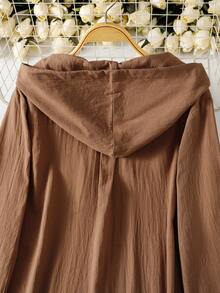 Vestido largo con capucha de manga larga y abotonadura sencilla para uso diario, de estilo casual para mujer