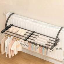 1pc Stainless Steel Folding Drying Rack Wall Mount Retractable Clothes Shoe Organizer Space Saving Storage Solution Multifunctional Laundry Hanger Home Bathroom Kitchen Hanging Rack Garment Dryer Compact Portable Drying Stand - Black - View 12