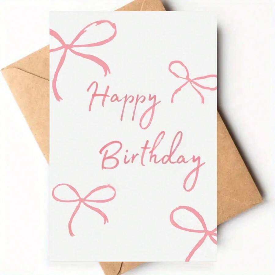 Sanrio 一张精致光滑的生日贺卡，正面饰有漂亮的蝴蝶结。背面设计流畅，尽显高品质。“生日快乐！”精美的设计使其成为送给朋友、家人和同学的理想生日礼物。
