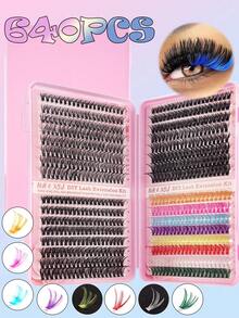 140pcs 7-Color Mixed False Eyelashes, Cluster Lashes, Natural & Thin, Individual Lashes, Suitable For Mother's Day, Music Festivals, Daily Wear, Parties, Stages, DIY Lash Extension At Home - D - View 12