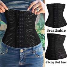 Breathable Hollow Design 3-Row Buckle Waist Trainer, Suitable For Sports And Shaping - Multicolor - View 9