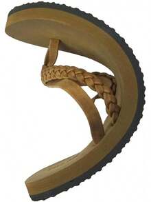 Women's Braided Beach Sandals |   Classic Synthetic Leather Flip Flop Casual PU Shoe - 性感的駱駝 - 查看 7