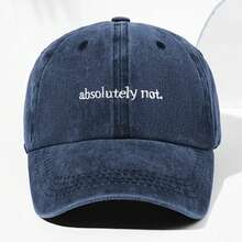 Unisex "Absolutely Not" Embroidered Vintage Washed Baseball Cap - Adjustable Lightweight Trucker Hat For Men & Women, All-Season Outdoor Casual Sun Hat With Fantasy Theme Design, Durable Headwear - 藏蓝色 - 查看 7