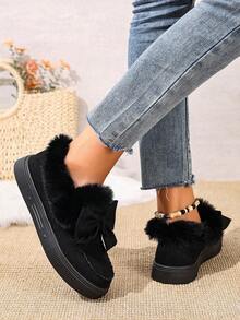 Bottes de neige mode polyvalentes en fausse fourrure doublées de peluche, doublure thermique épaisse et chaude