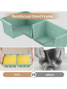 Silicone Freezer Tray For Soup Ice Cubes: 2-Cup Freezing Tray With Lid For Meal Prep - 2Pack Silicon Soup Portion Freeze Tray Make Stock Souped Ice Cube - 綠色 - 查看 3
