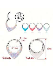 1 件水滴形低过敏性 316L 不锈钢鼻环，16G 鼻中隔环穿刺饰品，8mm/10mm 镶嵌白色/蓝色/紫色/粉色蛋白石鼻环，金色和银色可选，吊坠耳环 - 彩色 - 查看 7