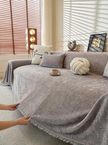 1pc Chenier Sofa Cover, Sofa Blanket, Non-Slip Furniture Protector, Pet Cover, Machine Washable, Excludes Pillows, Sofa Slipcover, Large Sofa, Sofa Bed, Coconut Pattern, Sofa Cover - Grey - View 7