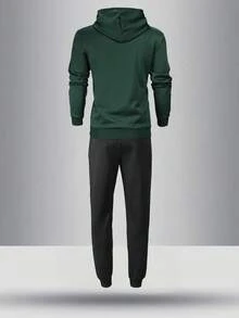 Men's Lightweight Regular Fit Hoodie And Sweatpants Set, Solid Color Basic Style, Fashion Casual Outfit With Pockets And Drawstring Waist, Suitable For Husband Or Boyfriend Gift, Street, Commute, Outdoor Use , Fall Clothes - Đỏ - Xem 2