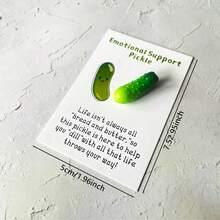 1pc Fun Pocket Hug Resin Cartoon Pickle Card, Warm Hug Encouragement For Family And Friends, Birthday Holiday Gift With Uplifting Message - Unique, Quirky, And Heartwarming Way To Show You Care,Christmas Mother's Day Graduation - Multicolor - View 3