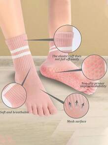 1/2/3 pares de calcetines de yoga para mujer, calcetines profesionales antideslizantes, calcetines de unicolor de cinco dedos, calcetines de yoga de dedos, calcetines de media caña para fitness en interiores para mujer, calcetines de otoño